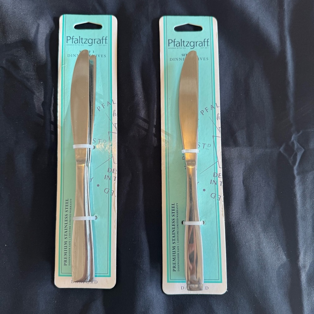Pfaltzgraff Danford 6 Stainless Steel Dinner Knives Premium NEW